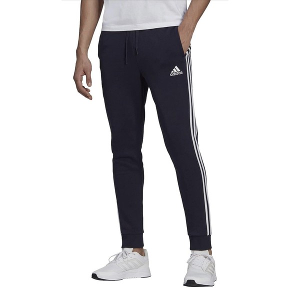 Adidas Mens Essential Fleece Tapered Cuff 3 Stripe Pants 3XL Legend Ink/White